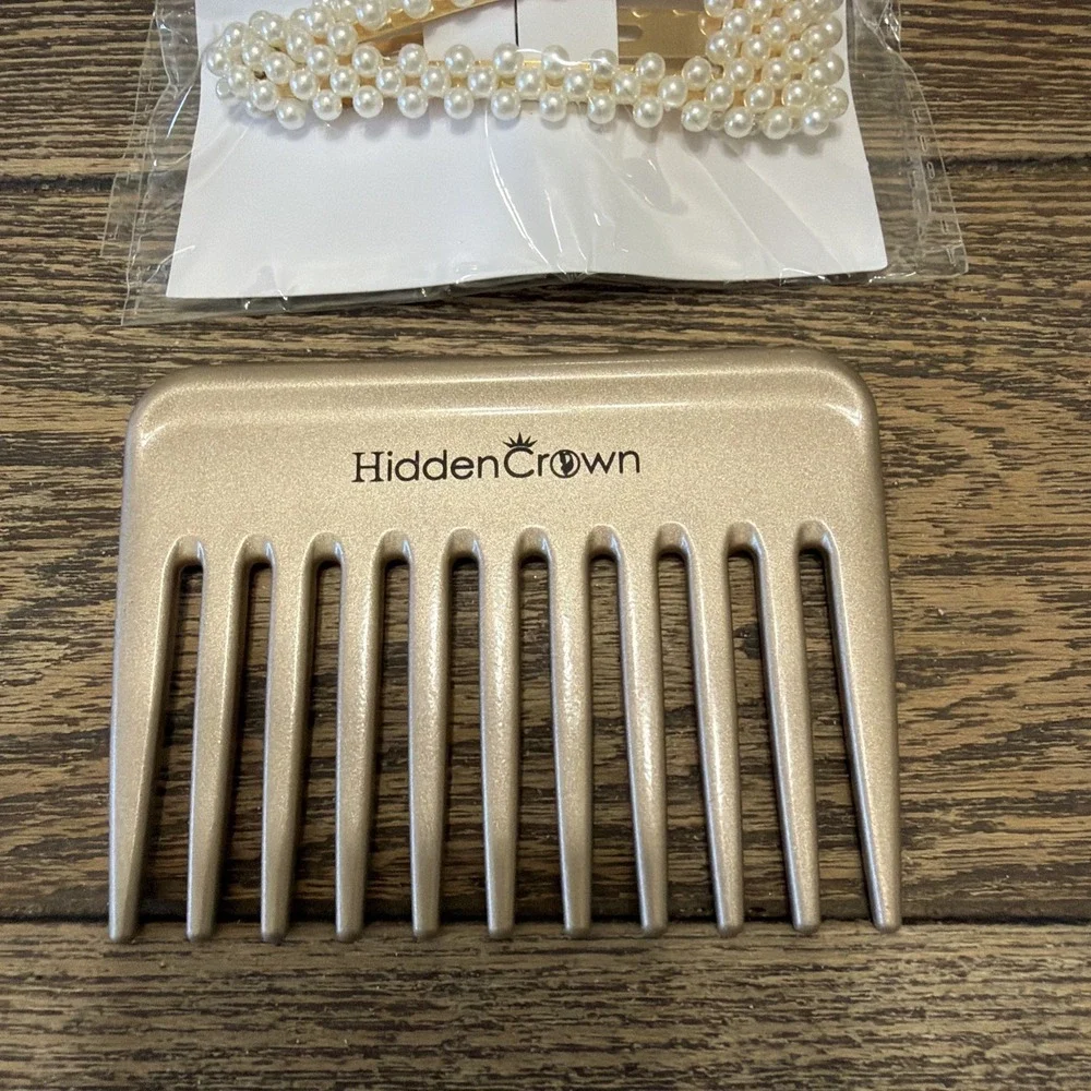Hidden Crown Wise Tooth Purse Comb + Beautiful Rhinestone Clip Barrette